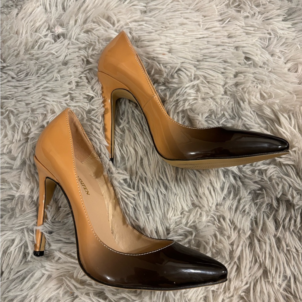 Tan and Black Stiletto Heels with Ombre Effect